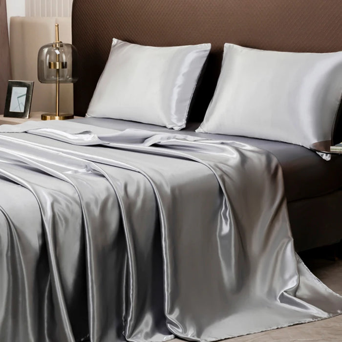 KISS NEST Satin Bed Sheet Set – Smooth 200TC Polyester, Twin to King Sizes - Samanta Factory