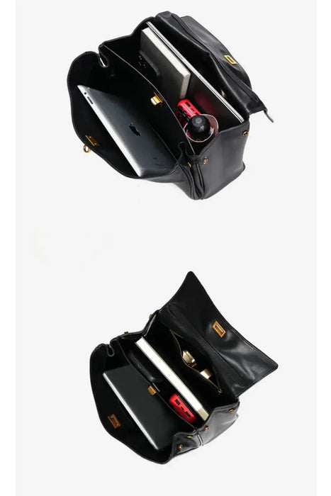 Cow Leather Shoulder Bag – Soft Tote with Large Capacity SF