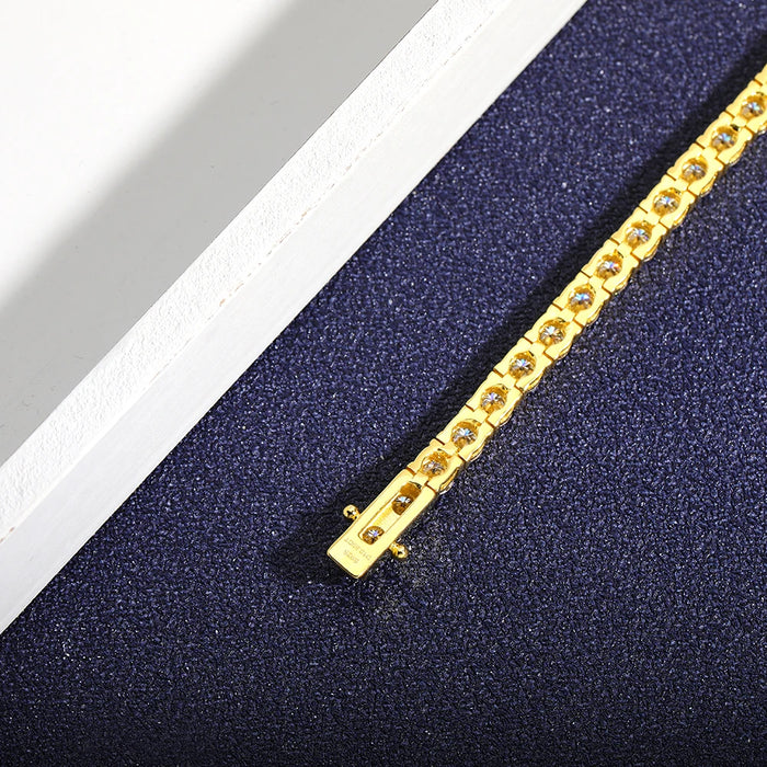 EWYA D Color Moissanite Tennis Bracelet 925 Silver 18K Gold - Samanta Factory