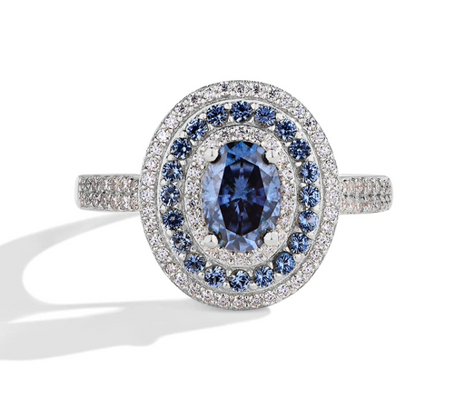 Oval cut D color VVS1 moissanite wedding ring in solid 925 sterling silver