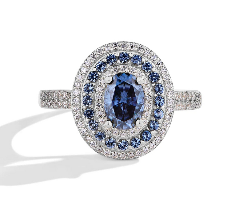 Oval cut D color VVS1 moissanite wedding ring in solid 925 sterling silver