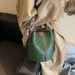 PU Leather Knitted Bucket Bag – Soft Casual Messenger Handbag for Women - Samanta Factory