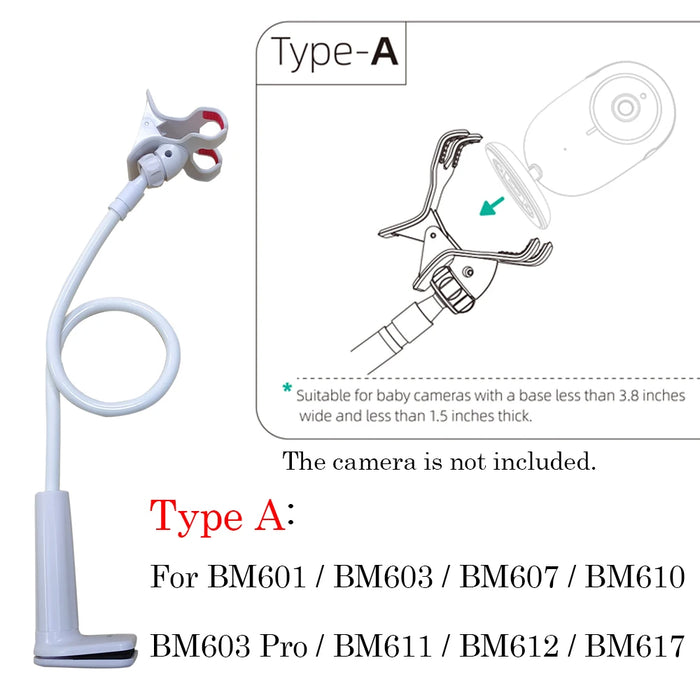 Universal Baby Monitor Camera Holder – Adjustable Long Arm Mount for Crib or Bed