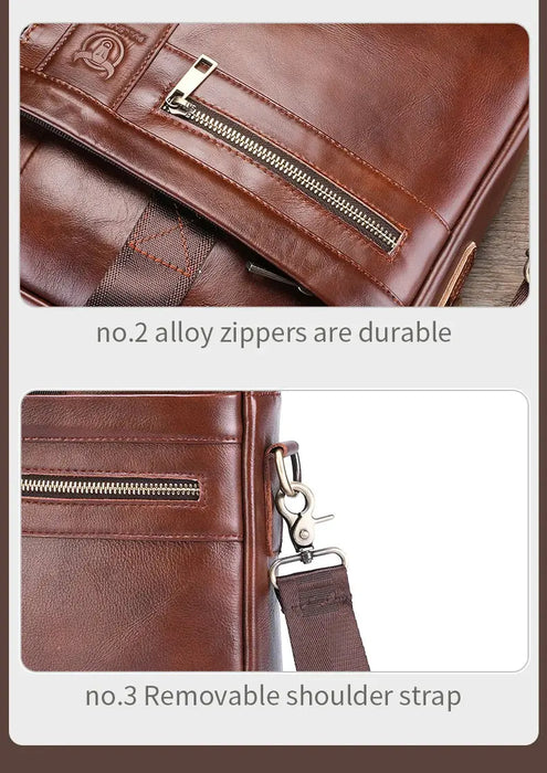Leather Business Briefcase – Professional 15-Inch Laptop Work Bag SF
