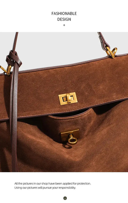 Microfiber Leather Shoulder Bag – Large Square with Lock SF