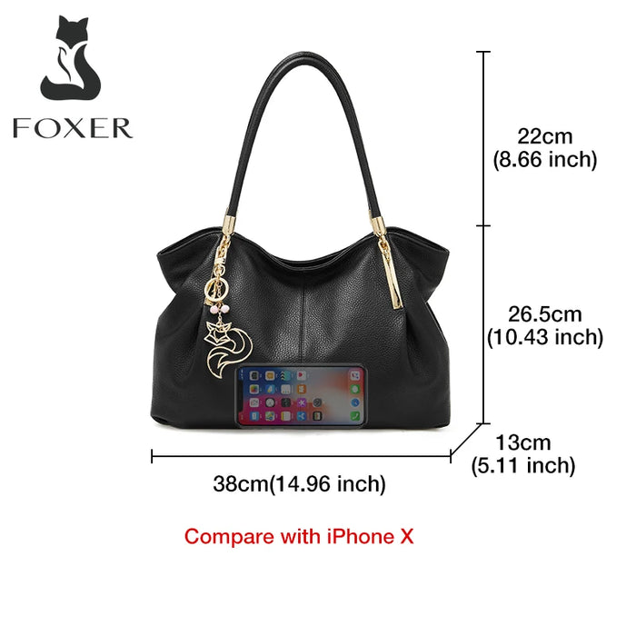 Genuine Leather Shoulder Bag – Elegant Casual Tote with Beading & Sequins for Women - Samanta Factory