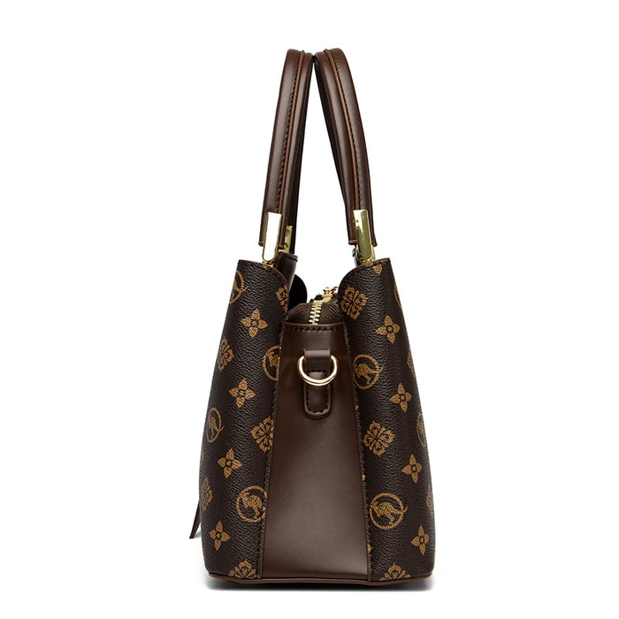 Luxury Fashion Print Handbag – Large Capacity Soft Leather Shoulder & Crossbody Bag for Women - Samanta Factory
