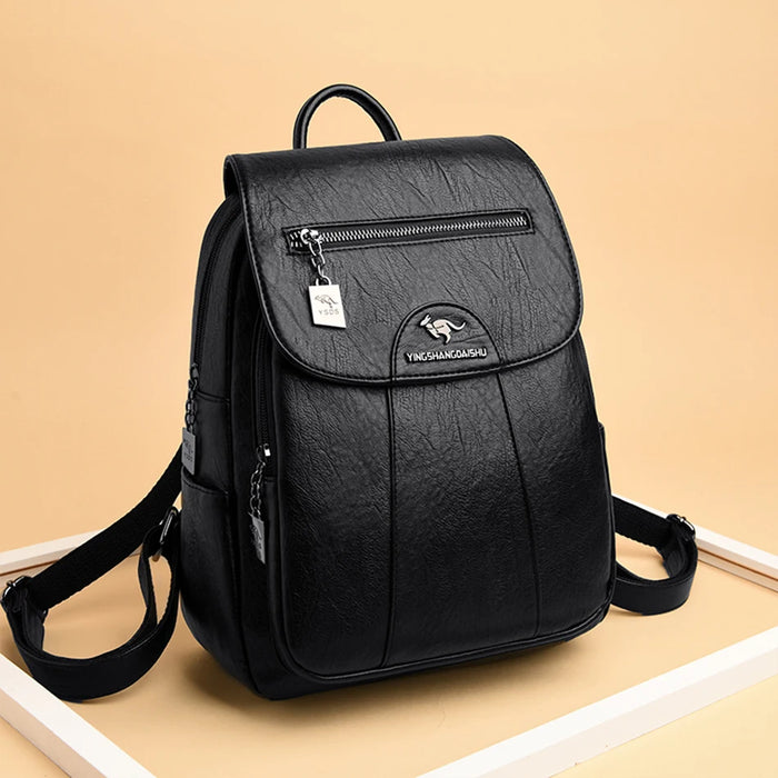 High-Quality Leather Backpack for Women – Large Capacity Travel & School Bag, Fashionable Mochila Shoulder Bag - Samanta Factory