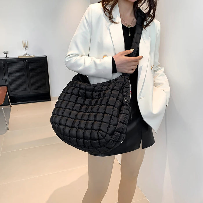Women’s Puffer Shoulder Bag – Fashion Bubble Tote with Large Capacity