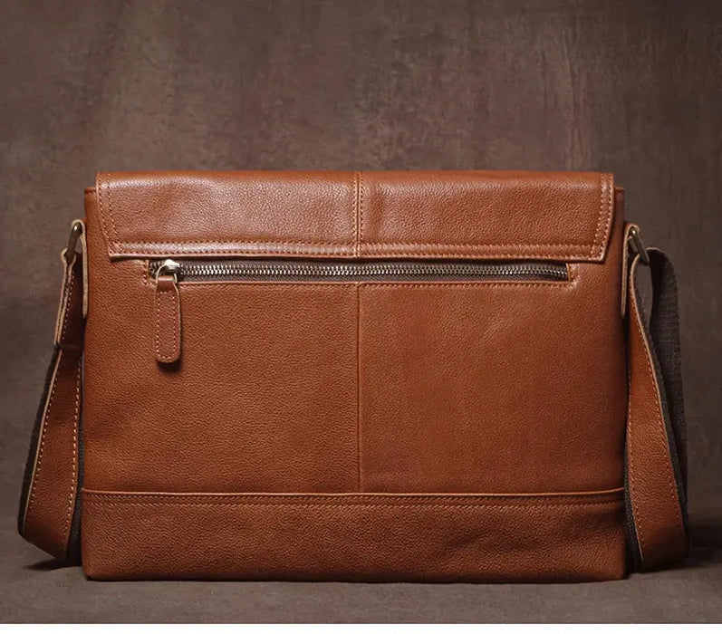 Vintage Leather Satchel Bag – Soft Men’s Crossbody Shoulder Bag SF