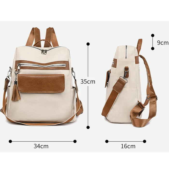Compact PU Softback Backpack – Fashionable Tassel Design for Women