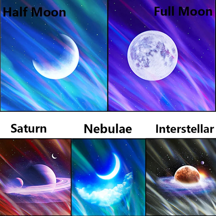Galaxy Light Projector – 360° Dream Aurora Star & Moon Lamp with Bluetooth, White Noise & Rechargeable Battery