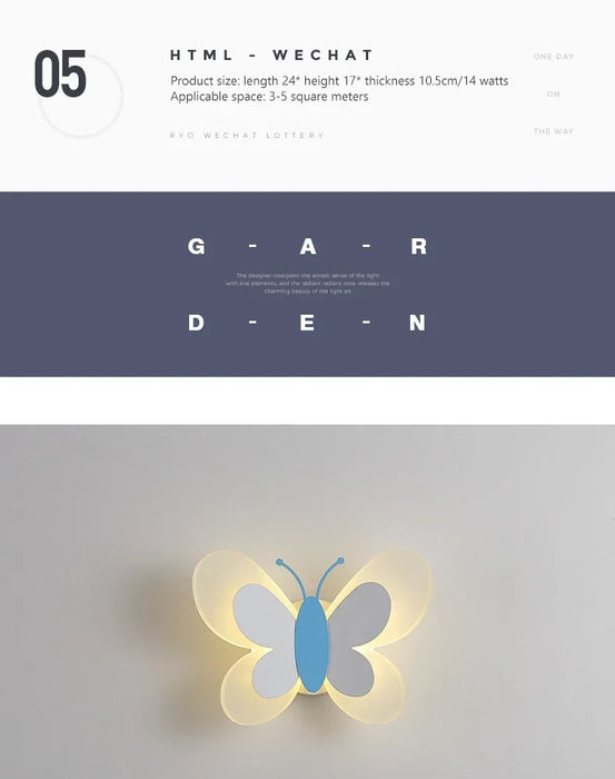 Butterfly Wall Lamp – Colorful LED Acrylic Light for Kids’ Room & Nursery