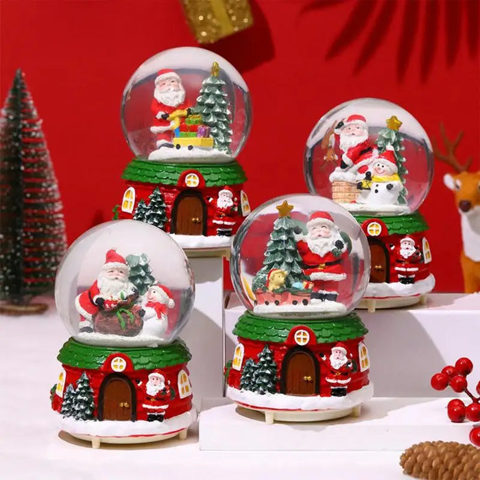 Christmas musical snow globe with LED light and resin glass design