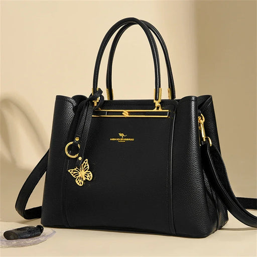 Women’s fashion tote bag in soft microfiber synthetic leather with zipper closure – casual handbag for everyday style.


