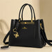 Women’s fashion tote bag in soft microfiber synthetic leather with zipper closure – casual handbag for everyday style.


