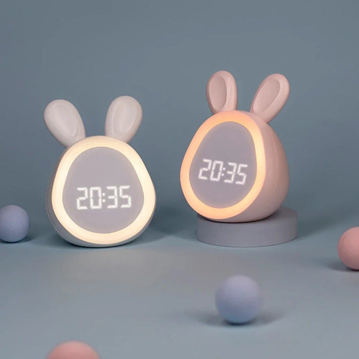 Modern LED Cartoon Alarm Clock with Voice Control and Digital Display

