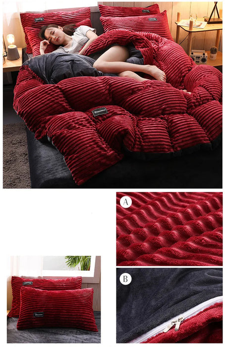 3-Piece Winter Velvet Duvet Cover Set – Soft Warm Fleece with Pillowcases, Twin to King Size" - Samanta Factory