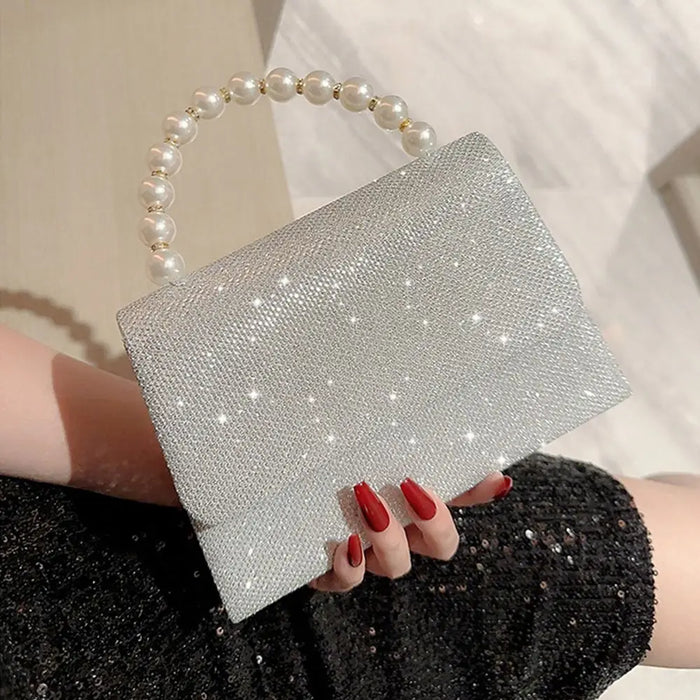 Women's Evening Clutch Bag – Soft Polyester Banquet Handbag with Metal Detailing