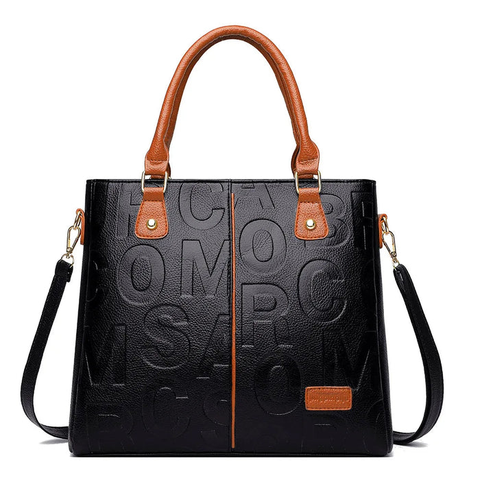 Women's Large Capacity PU Leather Tote Bag – Minimalist Urban Shoulder Bag SF