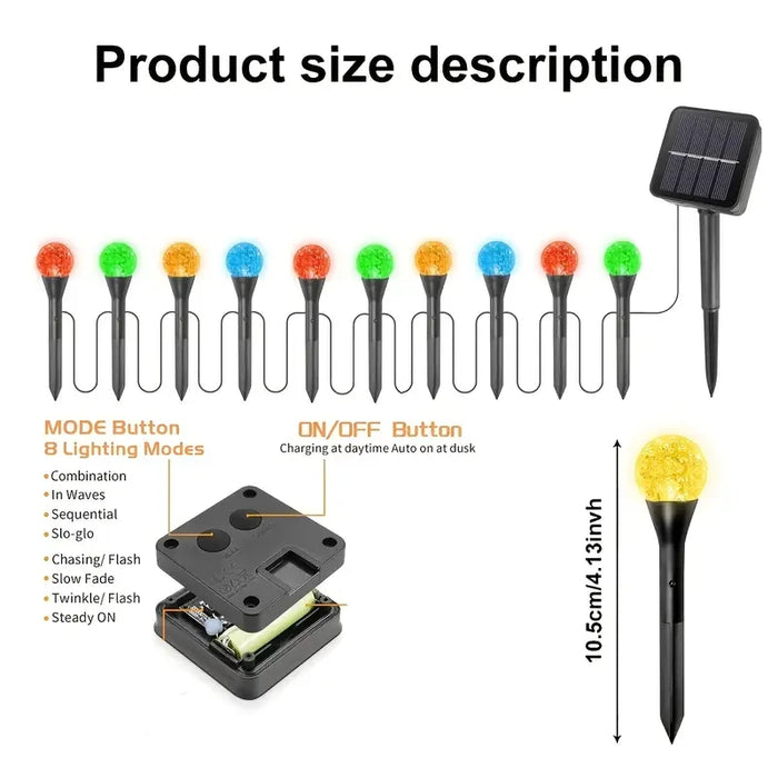 Decorative Solar-Powered LED Pathway Lights with 8 Modes and Bubble Ball Design - Samanta Factory