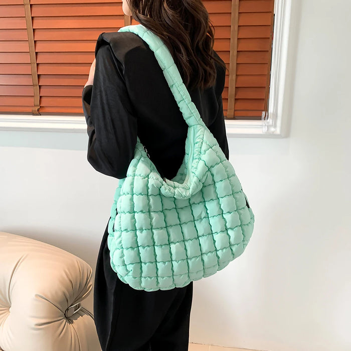 Women’s Puffer Shoulder Bag – Fashion Bubble Tote with Large Capacity