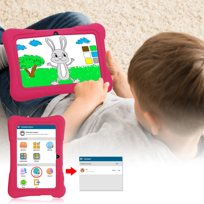 Kids Android Tablet – 7-Inch PRITOM K7 with WiFi, 32GB Storage, Parental Controls & Protective Case - Samanta Factory