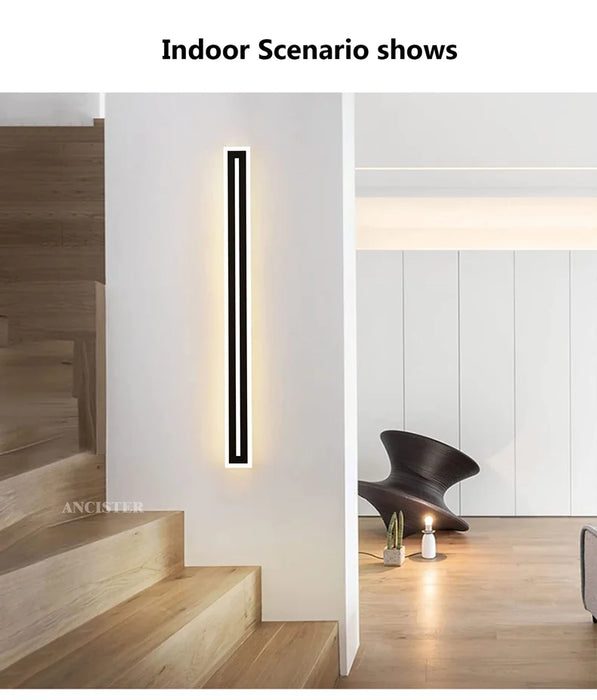 Outdoor LED Wall Light – Waterproof IP65 Long Strip Sconce for Porch & Courtyard