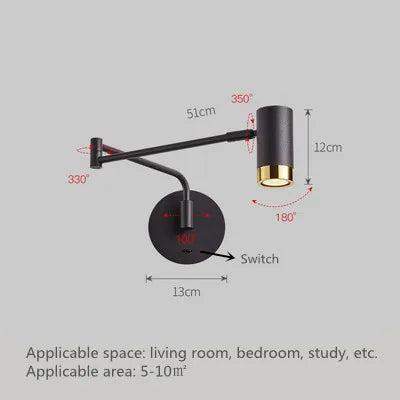 Modern Wall-Mounted LED Lamp – Adjustable Swing Arm with Warm/Cold Light for Bedrooms & Living Rooms - Samanta Factory