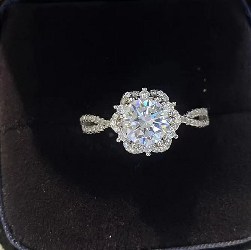 VVS1 D-color moissanite bridal ring set in 925 sterling silver with GRA certification