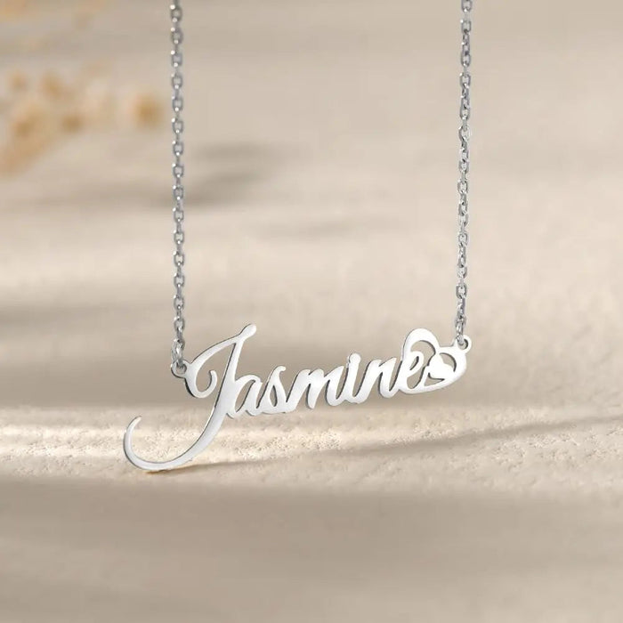 Custom Name Necklace – 18K Gold Plated Personalized Heart Pendant for Women SF