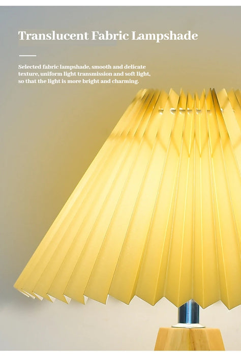 Wooden Tripod Floor Lamp – Hand-Knitted Fabric Shade with E26 Dimmable LED