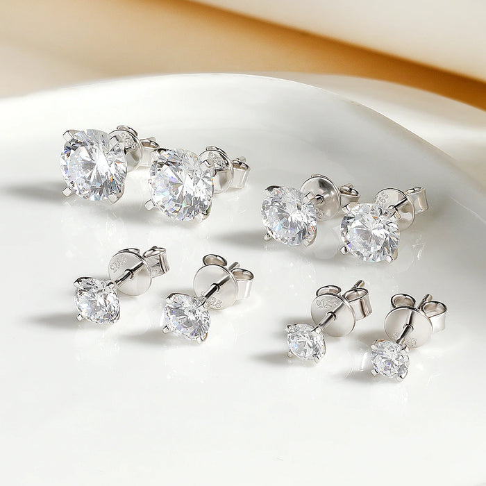 Certified Moissanite Stud Earrings – D-Color VVS1 Round Cut in 925 Sterling Silver