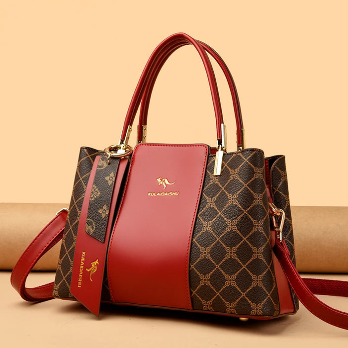 Luxury Fashion Print Handbag – Large Capacity Soft Leather Shoulder & Crossbody Bag for Women - Samanta Factory