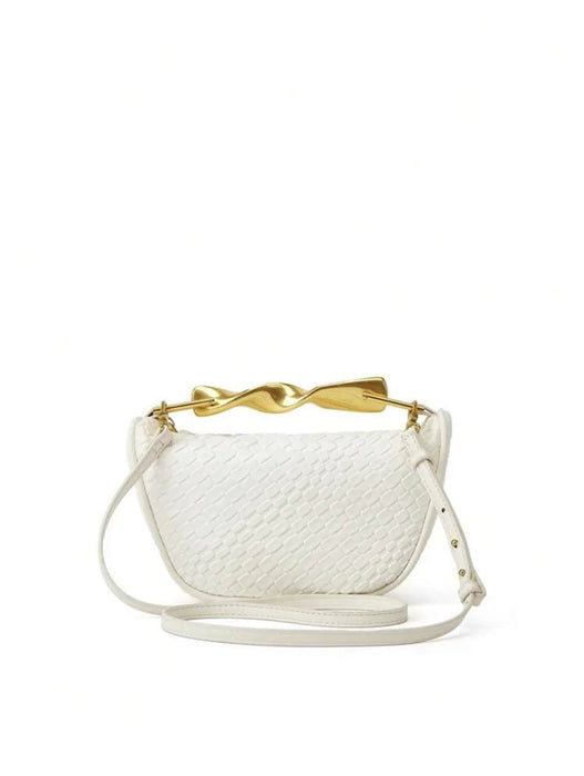 Women's Half Moon Straw Bag – Woven Bucket Crossbody Shoulder Bag for Summer Beach SF