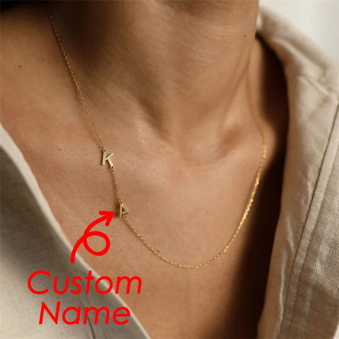Custom Name Necklace – Gold Letter Pendant for Women SF