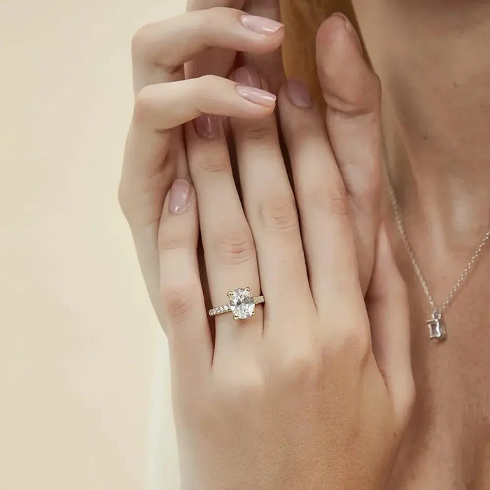 Sterling Silver Oval CZ Ring – Sparkling 3-Carat Simulated Diamond SF