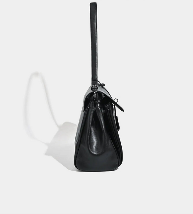 PU Leather Shoulder Bag - Lock Flap Crossbody Design SF