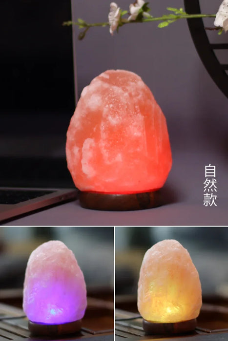 Himalayan Salt Lamp – Color-Changing LED with USB & Natural Air Purification