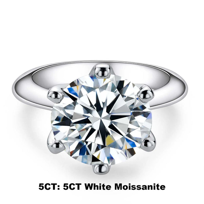 925 Sterling Silver 18K Gold Plated Classic Prong-Set Moissanite Ring