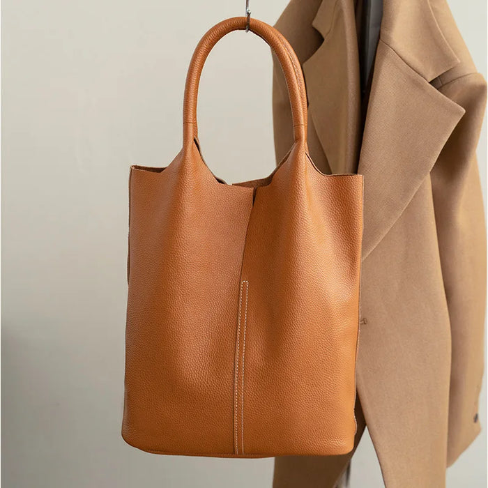 Bucket Bag – Soft Versatile Leather Shoulder Handbag for Women - Samanta Factory
