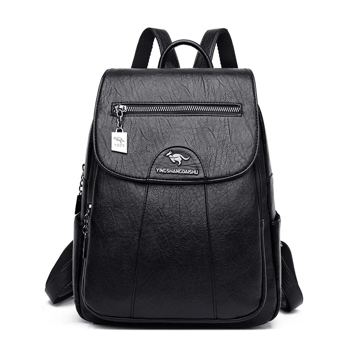 High-Quality Leather Backpack for Women – Large Capacity Travel & School Bag, Fashionable Mochila Shoulder Bag - Samanta Factory