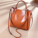 Women’s vintage cow leather ruched tote shoulder handbag