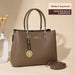 Elegant commuter tote bag in solid color with detachable strap, displayed as both shoulder bag and crossbody option, spacious and stylish design for men and women.