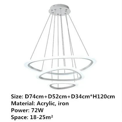 Art Deco Pendant Light – White Acrylic & Iron Chandelier with Remote Control - Samanta Factory