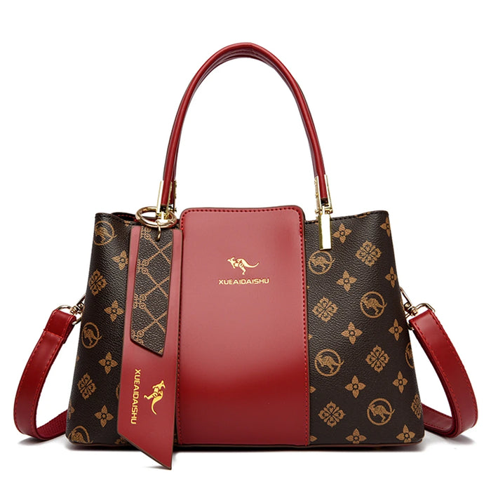 Luxury Fashion Print Handbag – Large Capacity Soft Leather Shoulder & Crossbody Bag for Women - Samanta Factory