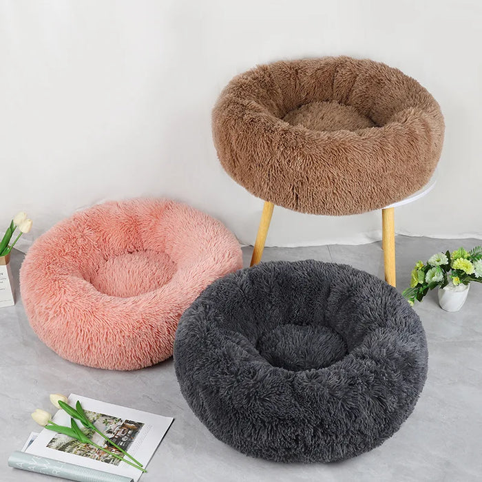 Plush Cat & Dog Nest Bed – Warm, Washable & Fluffy for Winter Comfort