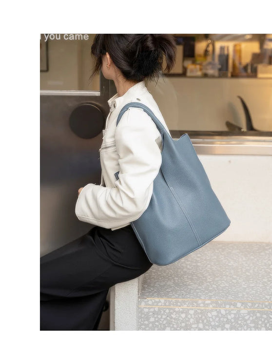 Bucket Bag – Soft Versatile Leather Shoulder Handbag for Women - Samanta Factory