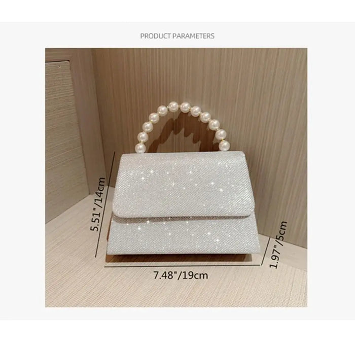 Women's Evening Clutch Bag – Soft Polyester Banquet Handbag with Metal Detailing