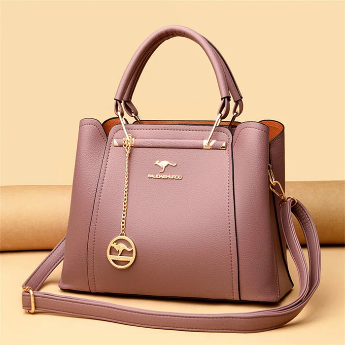 Women’s Soft PU Leather Handbag – Fashionable Casual Tote with Sequined Detail - Samanta Factory